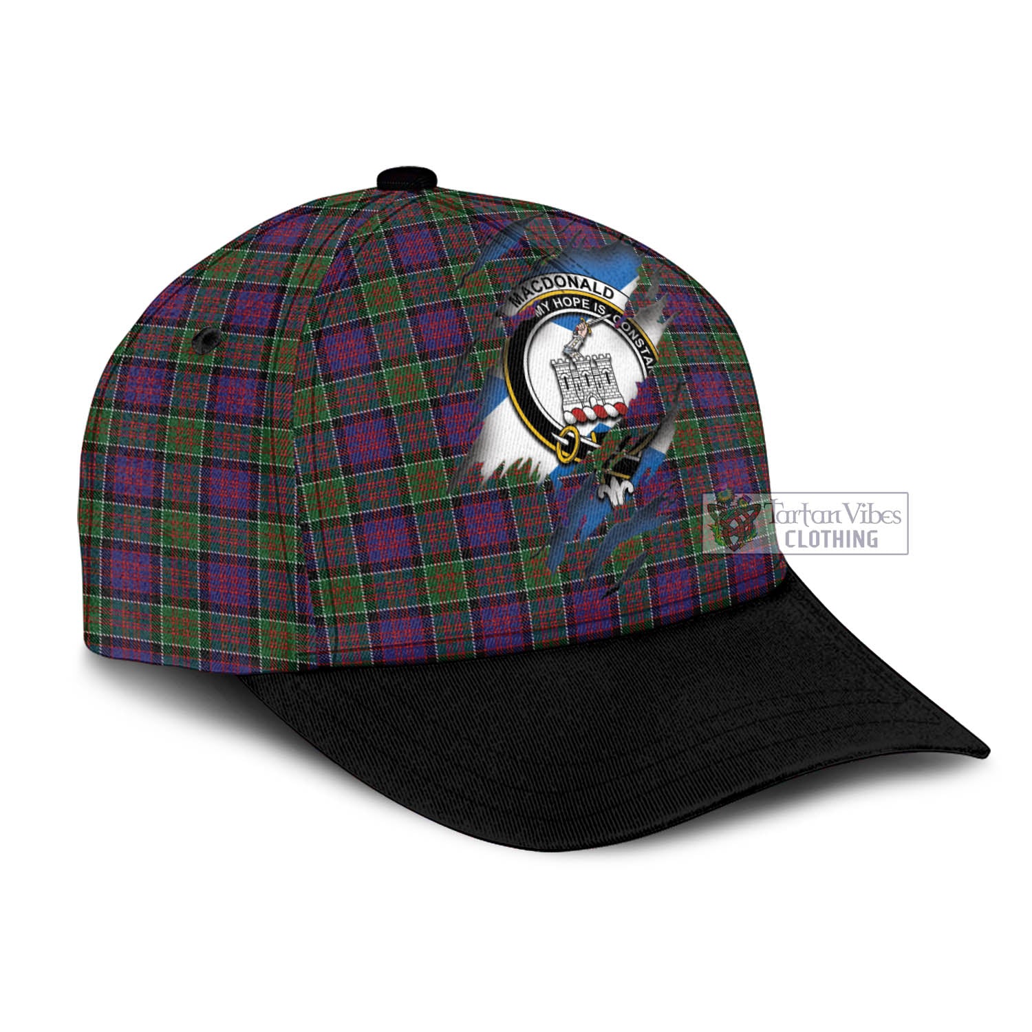 Tartan Vibes Clothing MacDonald of Clan Ranald Modern Tartan Classic Cap with Family Crest In Me Style