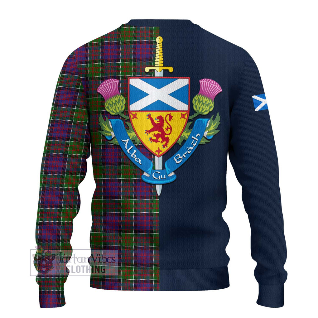 Tartan Vibes Clothing MacDonald of Clan Ranald Modern Tartan Knitted Sweater with Scottish Lion Royal Arm Half Style