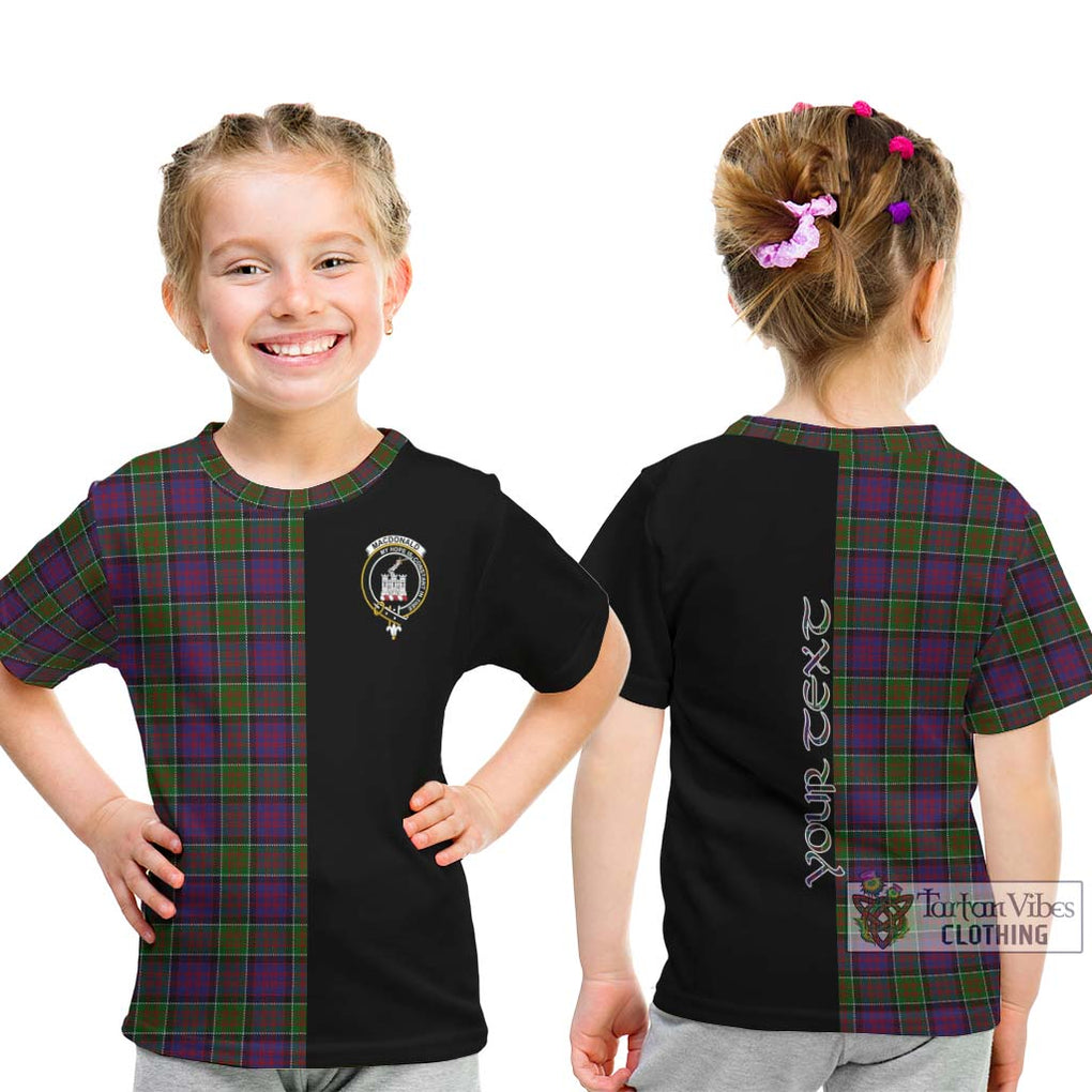 MacDonald of Clan Ranald Modern Tartan Kid T-Shirt with Family Crest and Half Of Me Style - Tartanvibesclothing Shop