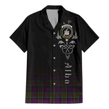 MacDonald of Clan Ranald Modern Tartan Short Sleeve Button Up Shirt Featuring Alba Gu Brath Family Crest Celtic Inspired