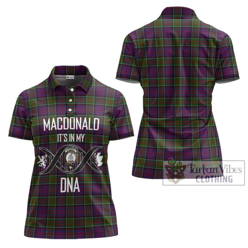 MacDonald of Clan Ranald Modern Tartan Women's Polo Shirt with Family Crest DNA In Me Style - Tartanvibesclothing Shop