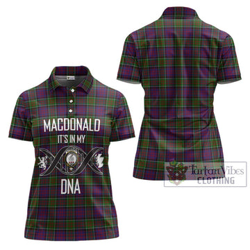 MacDonald of Clan Ranald Modern Tartan Women's Polo Shirt with Family Crest DNA In Me Style