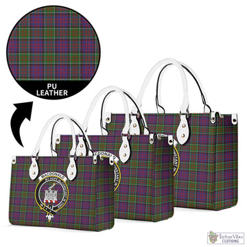 MacDonald of Clan Ranald Modern Tartan Luxury Leather Handbags with Family Crest