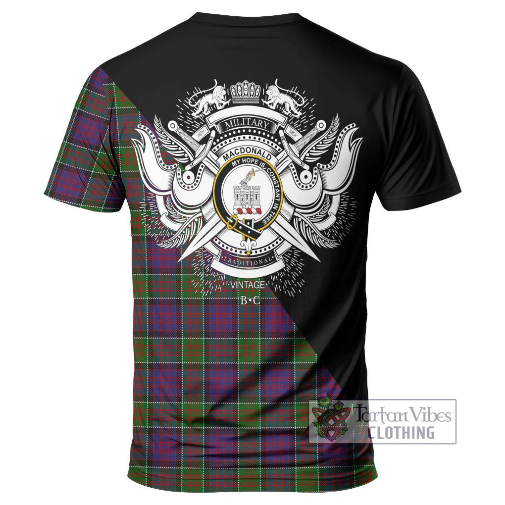 MacDonald of Clan Ranald Modern Tartan T-Shirt with Family Crest and Military Logo Style - Tartanvibesclothing Shop