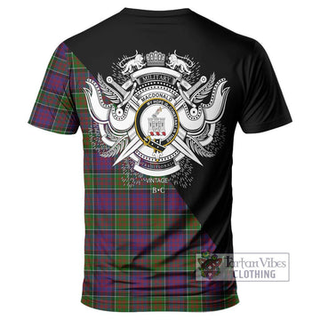 MacDonald of Clan Ranald Modern Tartan T-Shirt with Family Crest and Military Logo Style