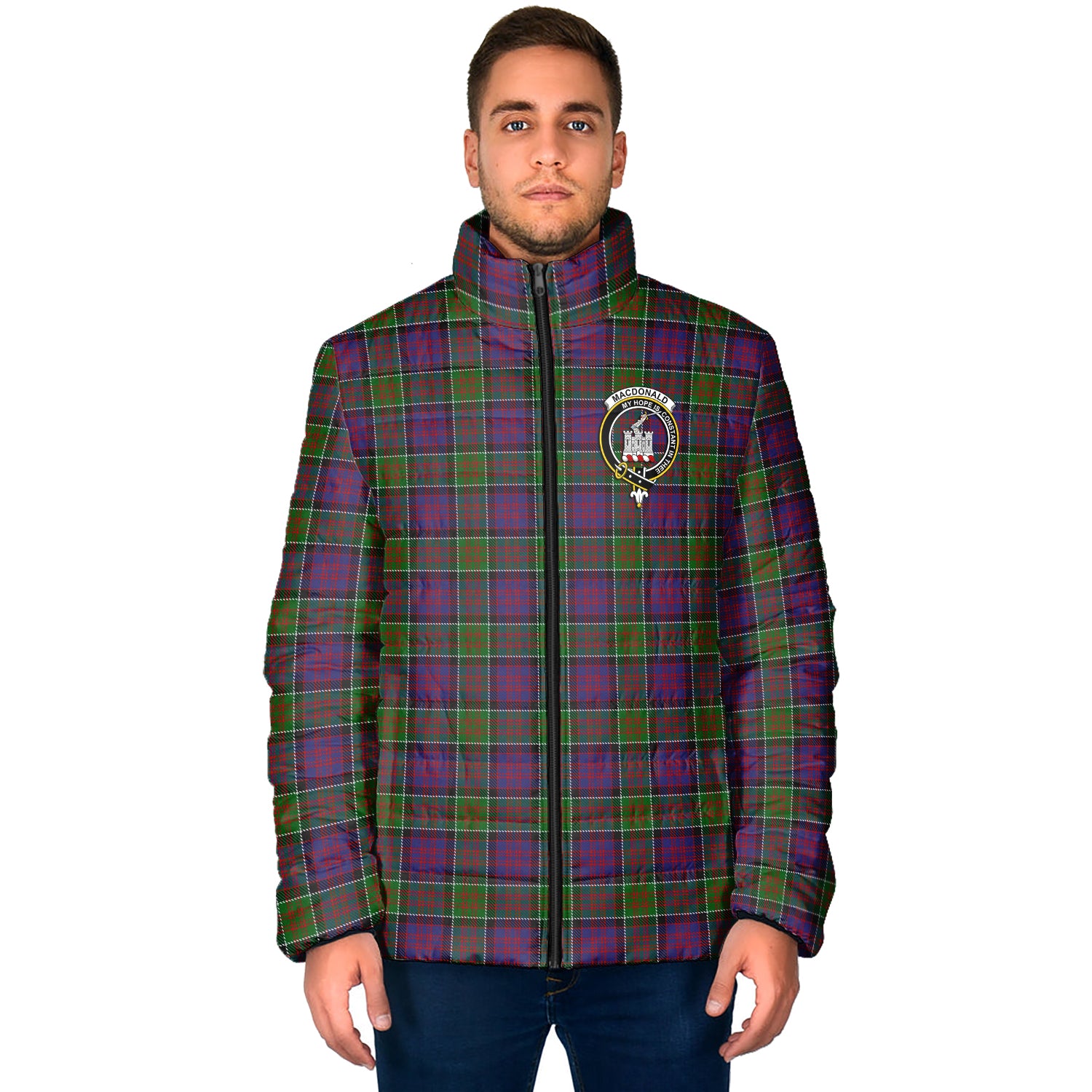 MacDonald of Clan Ranald Modern Tartan Padded Jacket with Family Crest - Tartan Vibes Clothing