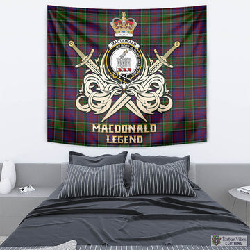 MacDonald of Clan Ranald Modern Tartan Tapestry with Clan Crest and the Golden Sword of Courageous Legacy