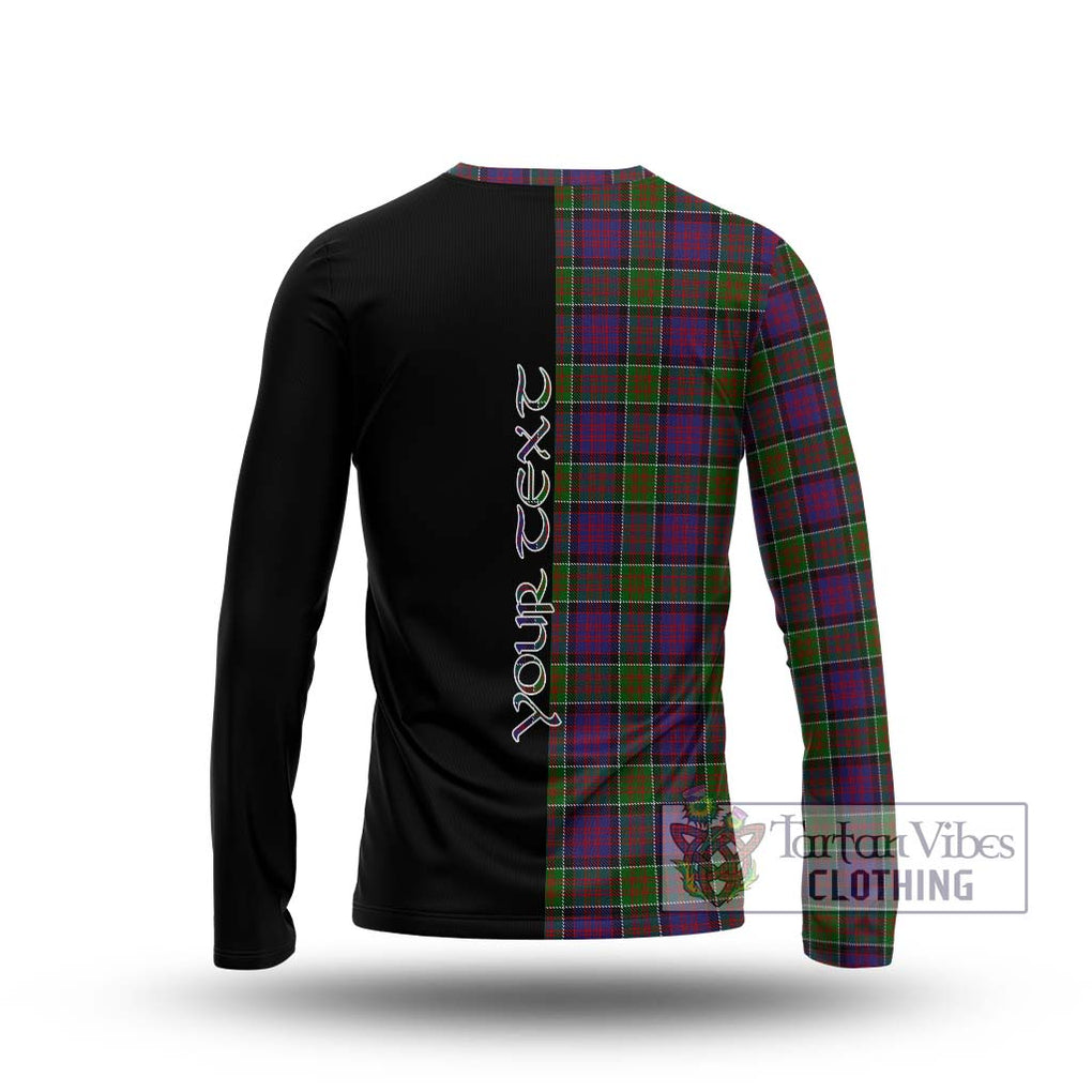 MacDonald of Clan Ranald Modern Tartan Long Sleeve T-Shirt with Family Crest and Half Of Me Style - Tartanvibesclothing Shop