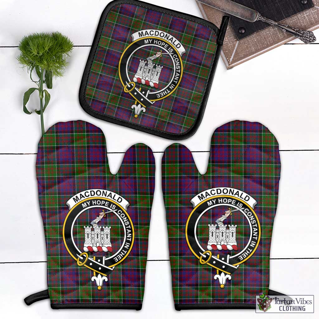 MacDonald of Clan Ranald Modern Tartan Combo Oven Mitt & Pot-Holder with Family Crest Combo 1 Oven Mitt & 1 Pot-Holder Black - Tartan Vibes Clothing