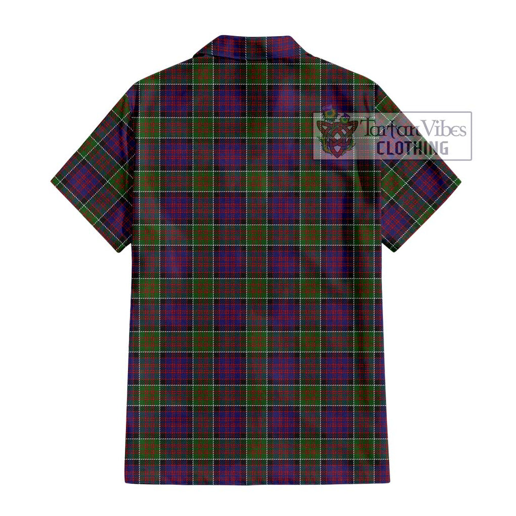 MacDonald of Clan Ranald Modern Tartan Short Sleeve Button Shirt with Family Crest DNA In Me Style - Tartanvibesclothing Shop