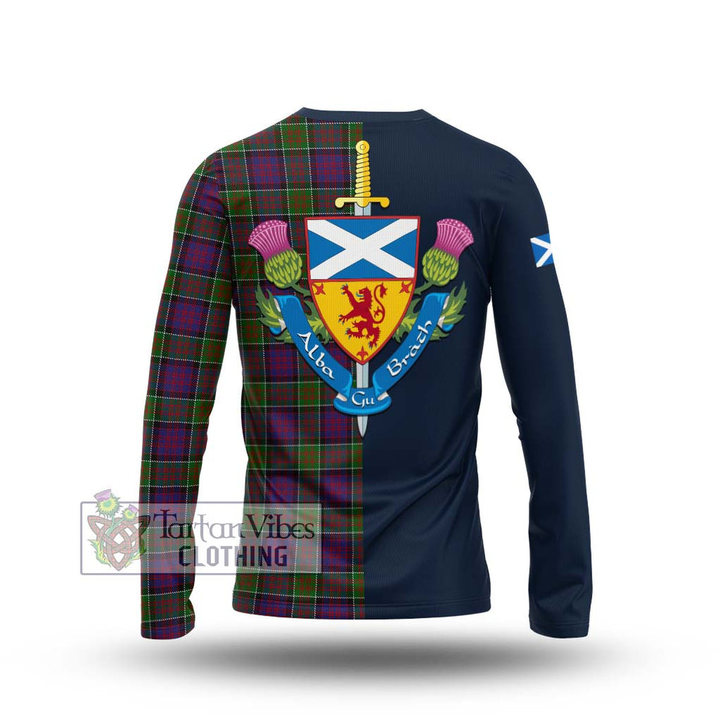 Tartan Vibes Clothing MacDonald of Clan Ranald Modern Tartan Long Sleeve T-Shirt with Scottish Lion Royal Arm Half Style