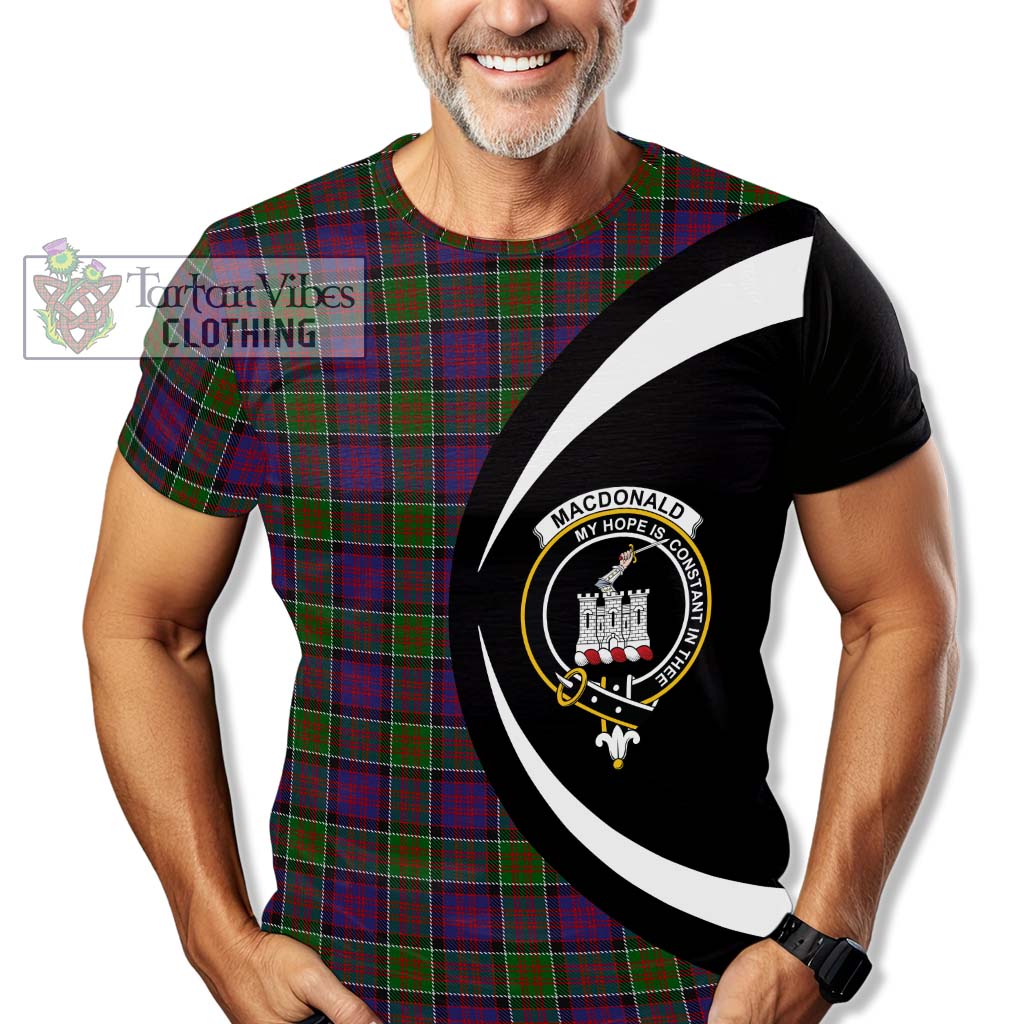 Tartan Vibes Clothing MacDonald of Clan Ranald Modern Tartan T-Shirt with Family Crest Circle Style