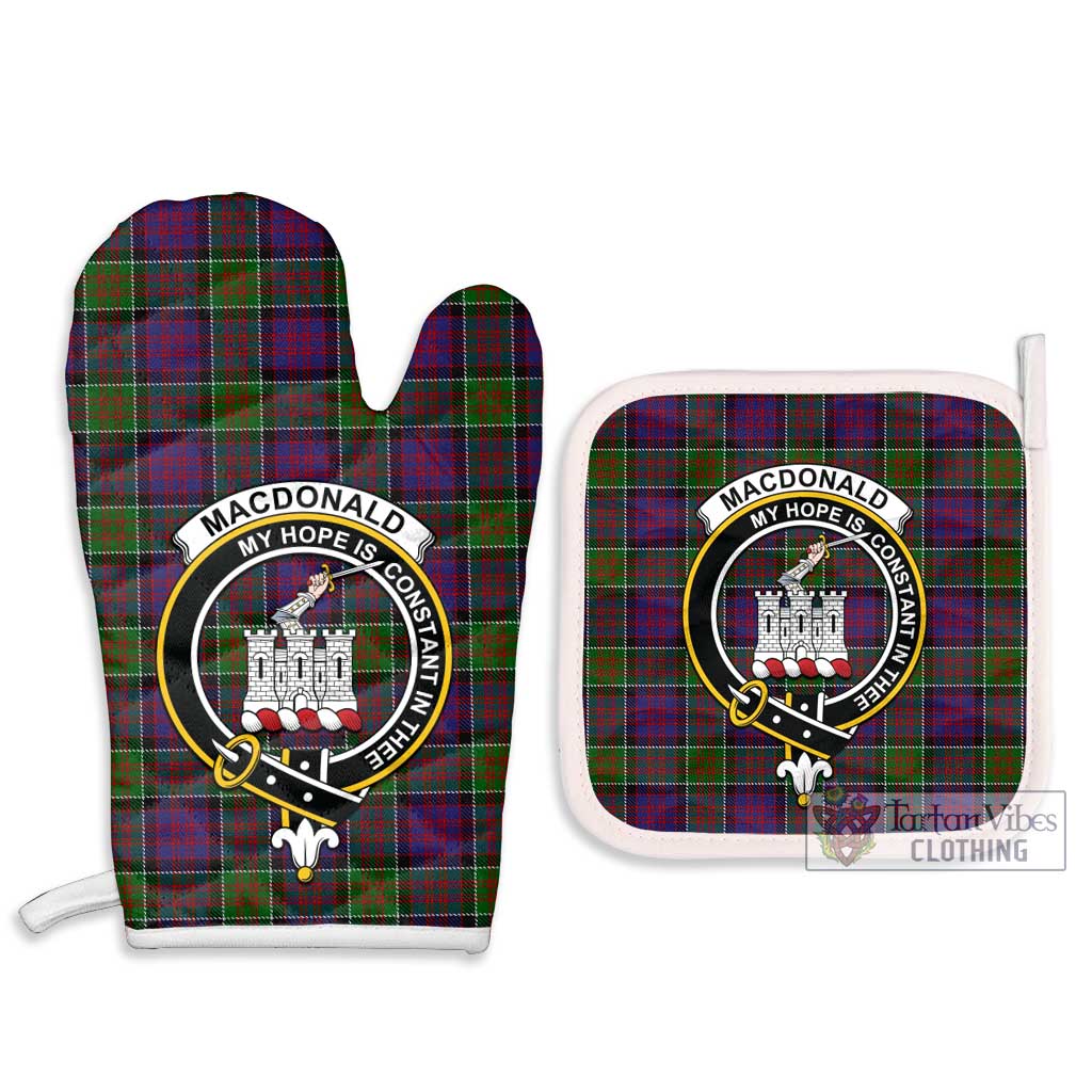 MacDonald of Clan Ranald Modern Tartan Combo Oven Mitt & Pot-Holder with Family Crest Combo 1 Oven Mitt & 2 Pot-Holder White - Tartan Vibes Clothing