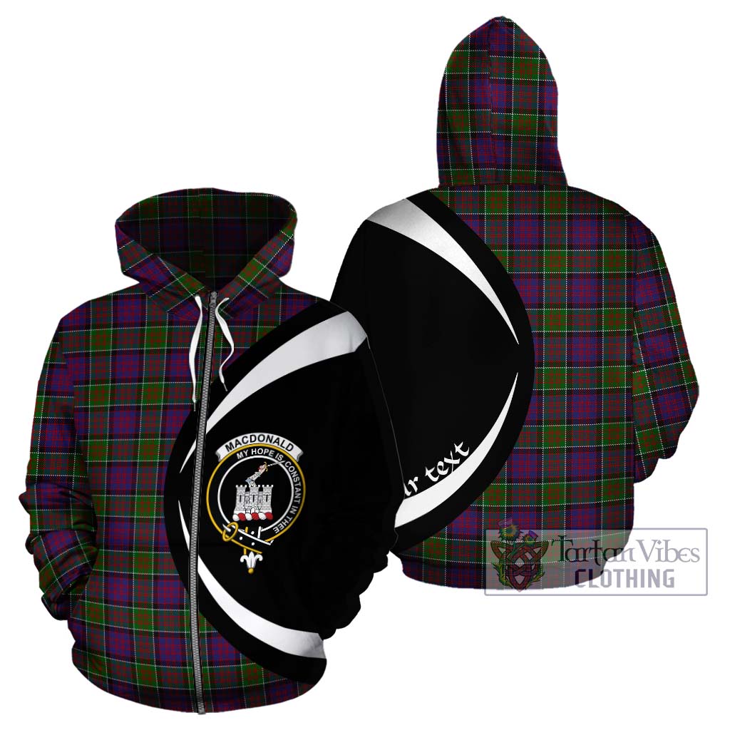 Tartan Vibes Clothing MacDonald of Clan Ranald Modern Tartan Hoodie with Family Crest Circle Style