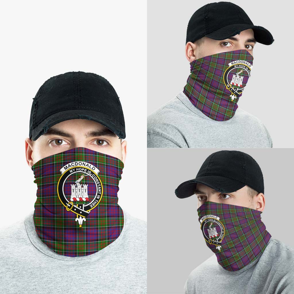 MacDonald of Clan Ranald Modern Tartan Neck Gaiters, Tartan Bandanas, Tartan Head Band with Family Crest