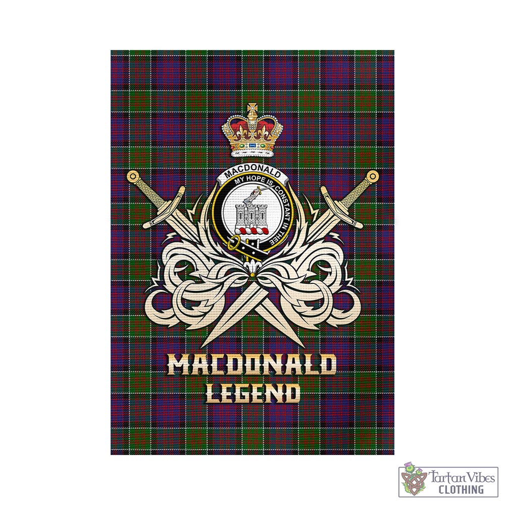 Tartan Vibes Clothing MacDonald of Clan Ranald Modern Tartan Flag with Clan Crest and the Golden Sword of Courageous Legacy