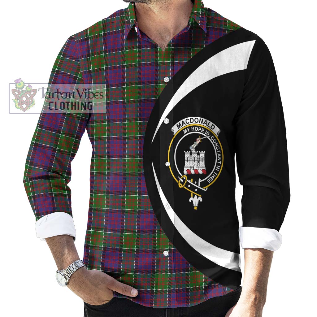 MacDonald of Clan Ranald Modern Tartan Long Sleeve Button Up with Family Crest Circle Style - Tartan Vibes Clothing