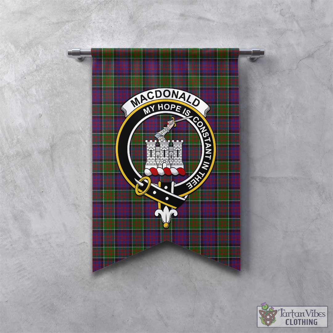 Tartan Vibes Clothing MacDonald of Clan Ranald Modern Tartan Gonfalon, Tartan Banner with Family Crest