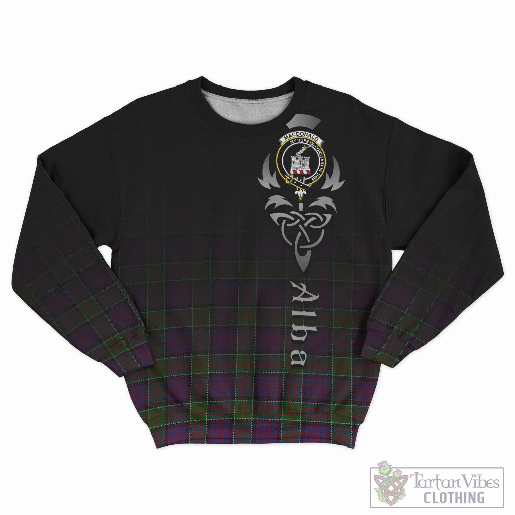 Tartan Vibes Clothing MacDonald of Clan Ranald Modern Tartan Sweatshirt Featuring Alba Gu Brath Family Crest Celtic Inspired