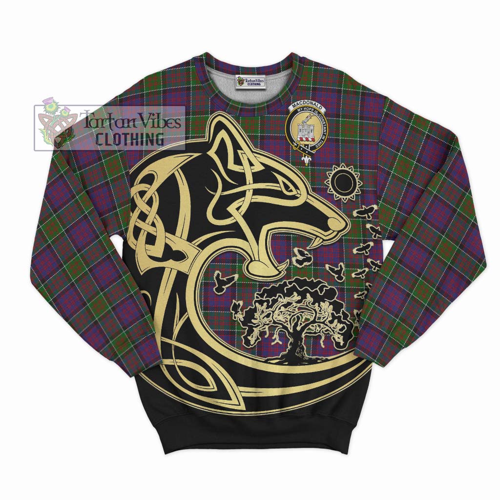 MacDonald of Clan Ranald Modern Tartan Sweatshirt with Family Crest Celtic Wolf Style - Tartan Vibes Clothing