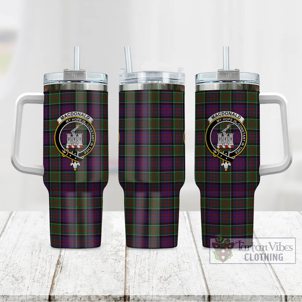 Tartan Vibes Clothing MacDonald of Clan Ranald Modern Tartan and Family Crest Tumbler with Handle