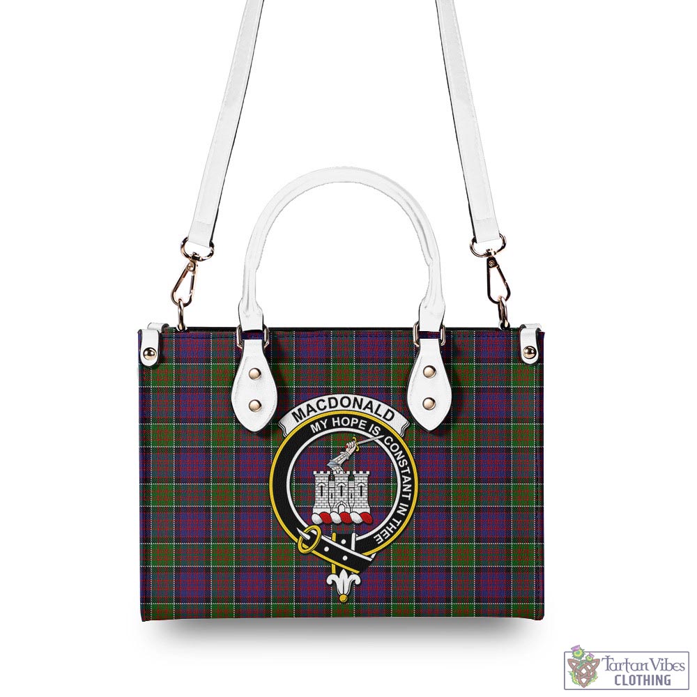 Tartan Vibes Clothing MacDonald of Clan Ranald Modern Tartan Luxury Leather Handbags with Family Crest