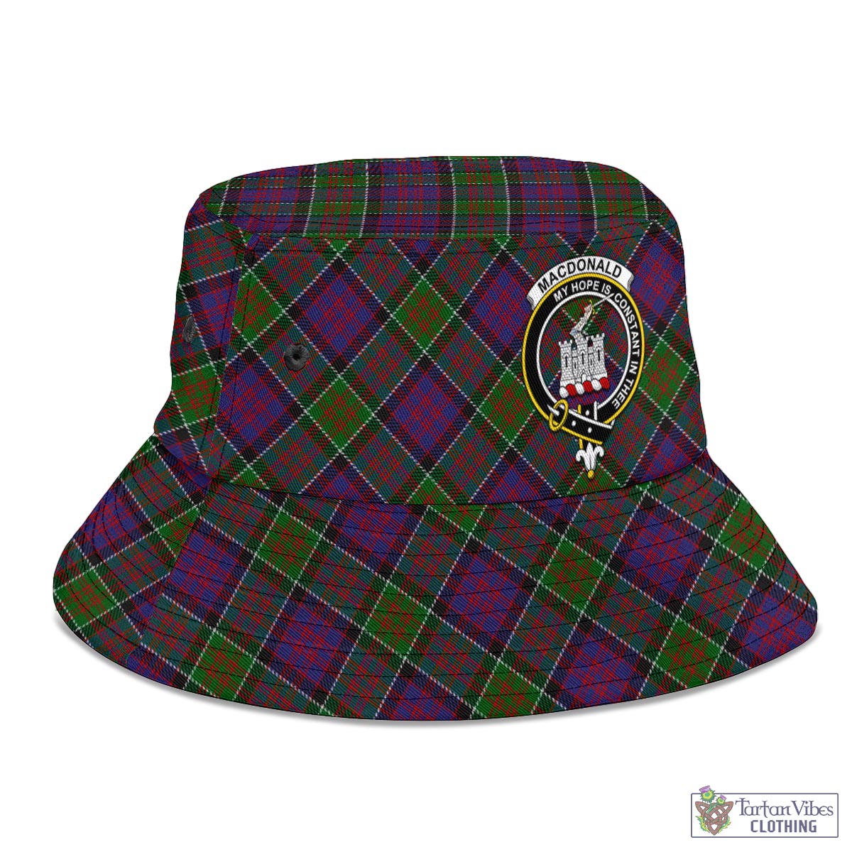 Tartan Vibes Clothing MacDonald of Clan Ranald Modern Tartan Bucket Hat with Family Crest