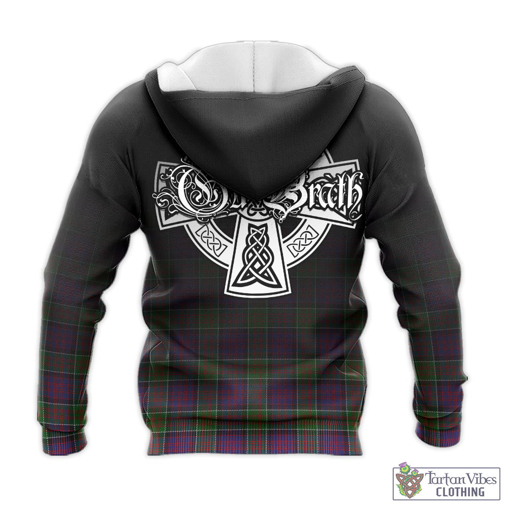 Tartan Vibes Clothing MacDonald of Clan Ranald Modern Tartan Knitted Hoodie Featuring Alba Gu Brath Family Crest Celtic Inspired