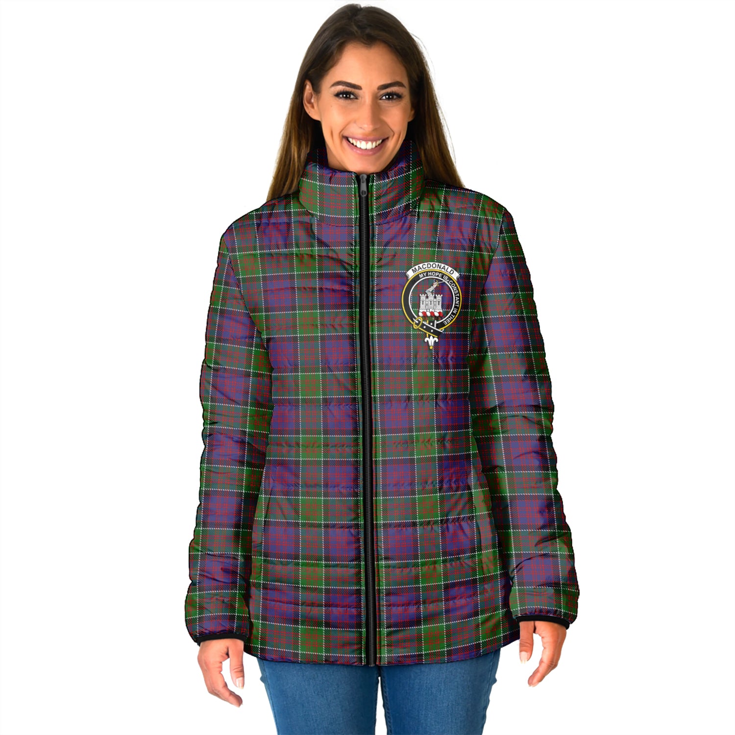 MacDonald of Clan Ranald Modern Tartan Padded Jacket with Family Crest - Tartan Vibes Clothing