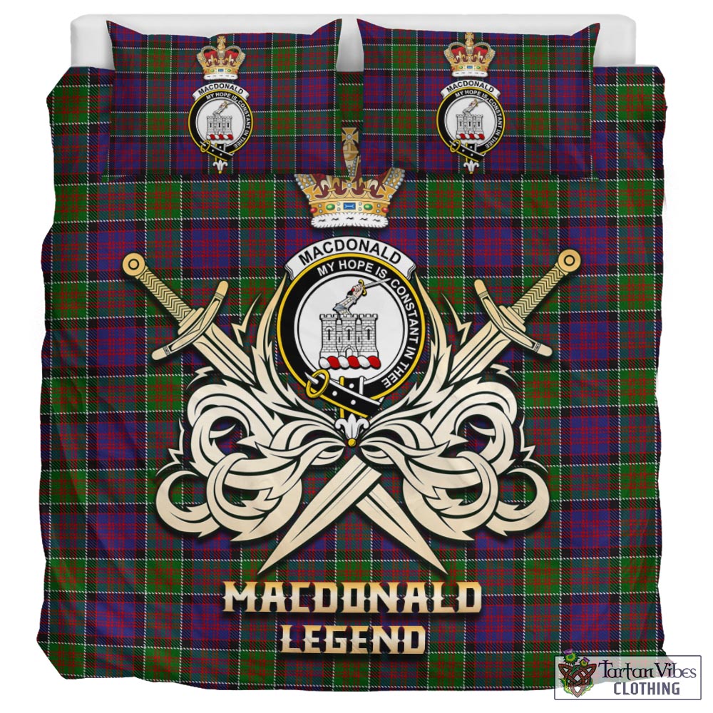 Tartan Vibes Clothing MacDonald of Clan Ranald Modern Tartan Bedding Set with Clan Crest and the Golden Sword of Courageous Legacy