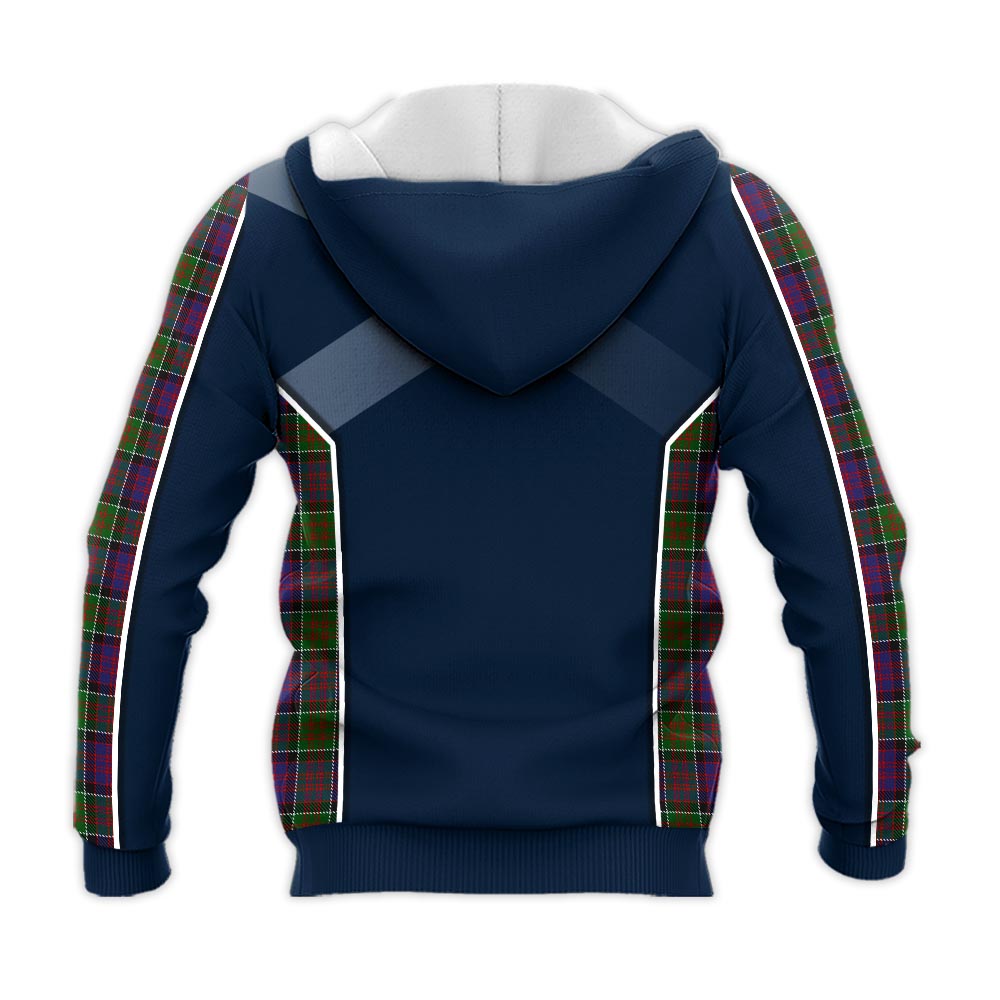 Tartan Vibes Clothing MacDonald of Clan Ranald Modern Tartan Knitted Hoodie with Family Crest and Scottish Thistle Vibes Sport Style