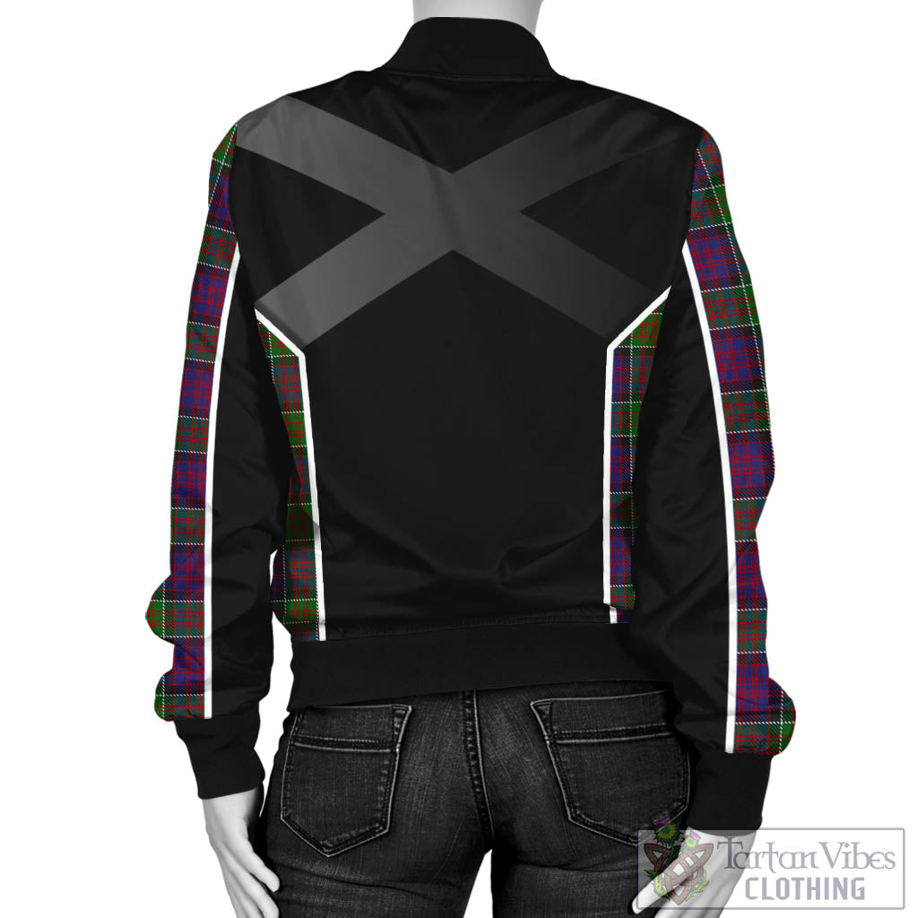 Tartan Vibes Clothing MacDonald of Clan Ranald Modern Tartan Bomber Jacket with Family Crest and Scottish Thistle Vibes Sport Style