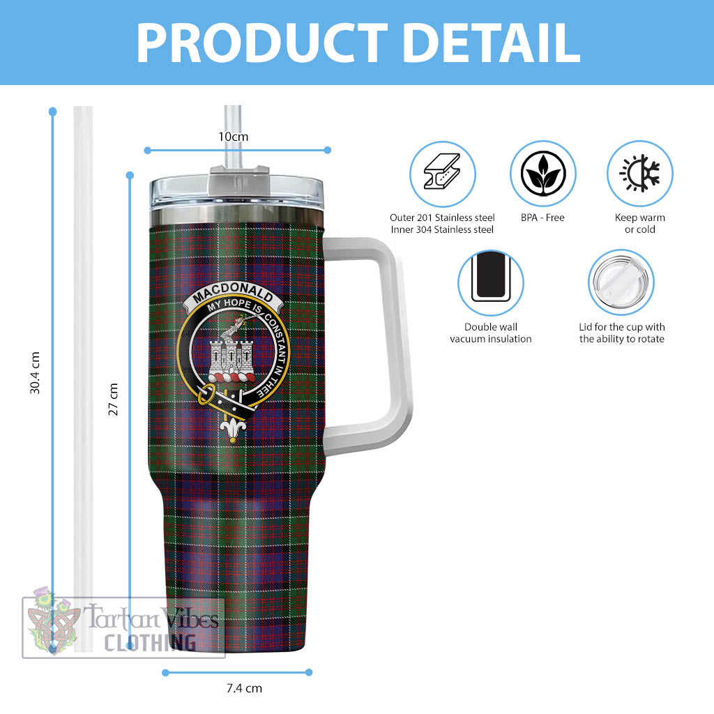 Tartan Vibes Clothing MacDonald of Clan Ranald Modern Tartan and Family Crest Tumbler with Handle