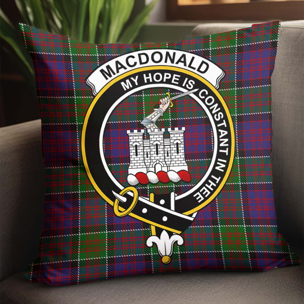 MacDonald of Clan Ranald Modern Tartan Pillow Cover with Family Crest - Tartanvibesclothing