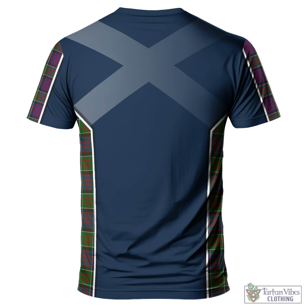 Tartan Vibes Clothing MacDonald of Clan Ranald Modern Tartan T-Shirt with Family Crest and Scottish Thistle Vibes Sport Style