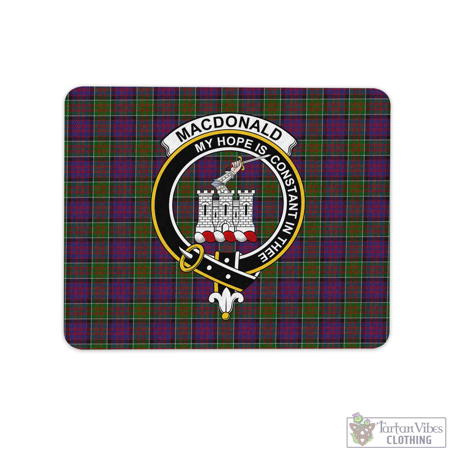 Tartan Vibes Clothing MacDonald of Clan Ranald Modern Tartan Mouse Pad with Family Crest