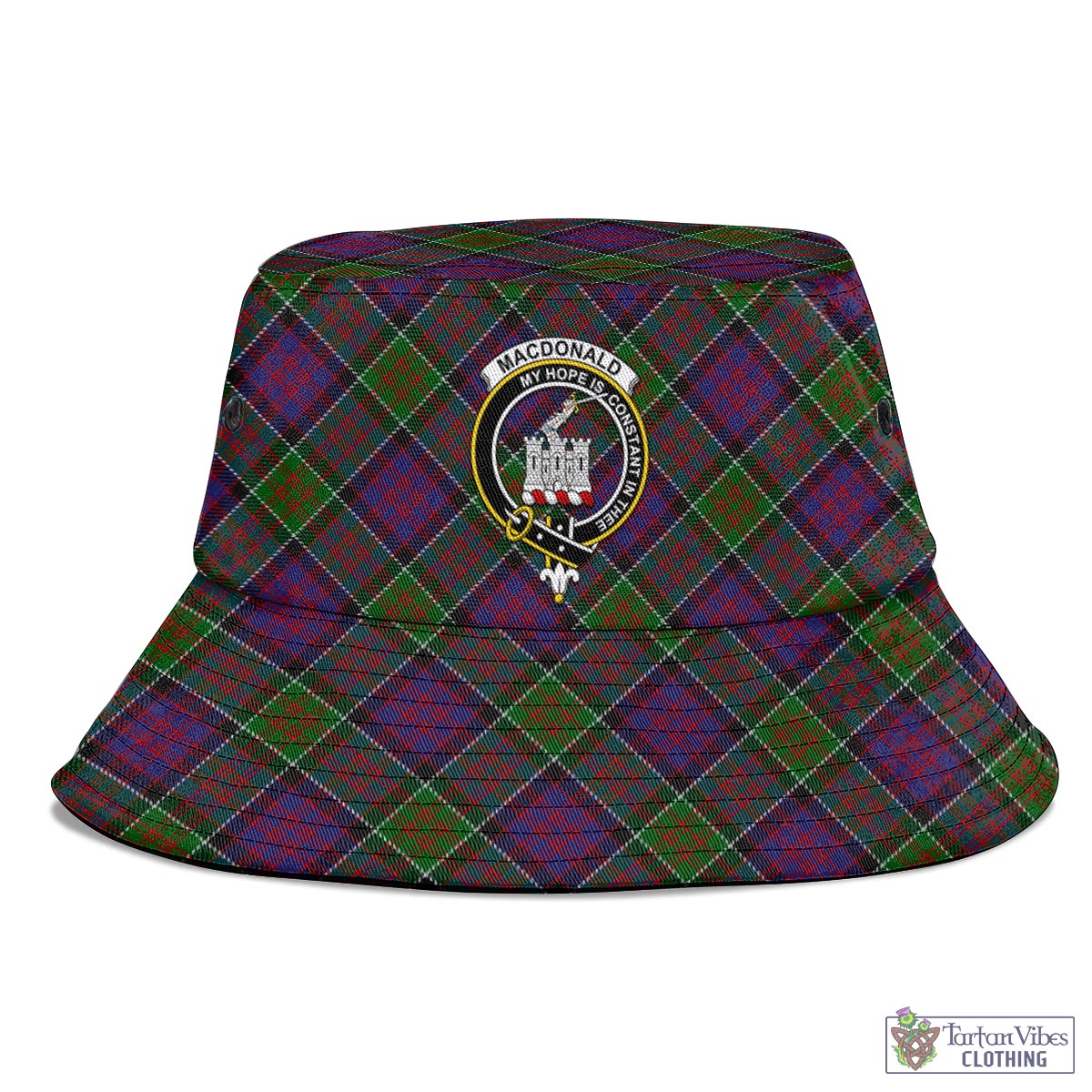 Tartan Vibes Clothing MacDonald of Clan Ranald Modern Tartan Bucket Hat with Family Crest