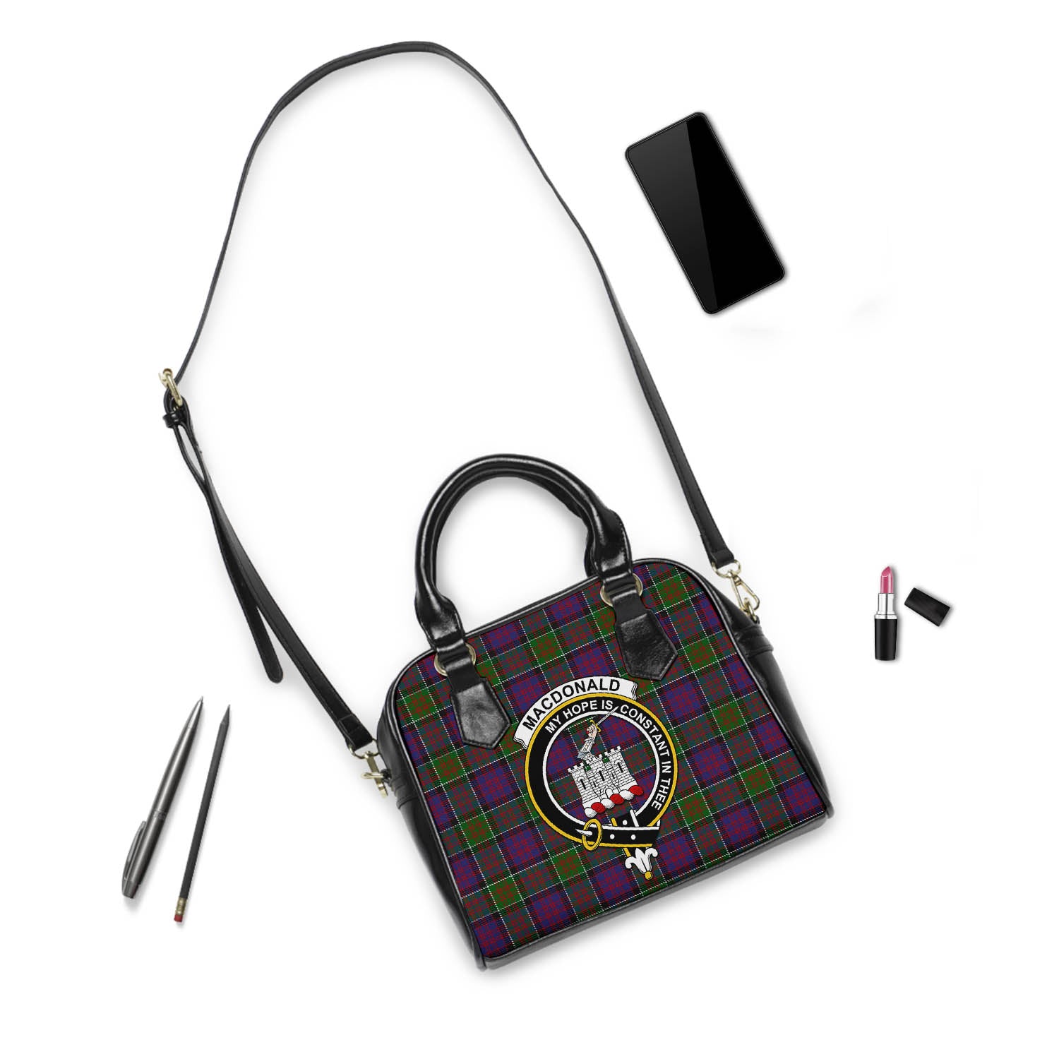 MacDonald of Clan Ranald Modern Tartan Shoulder Handbags with Family Crest - Tartanvibesclothing