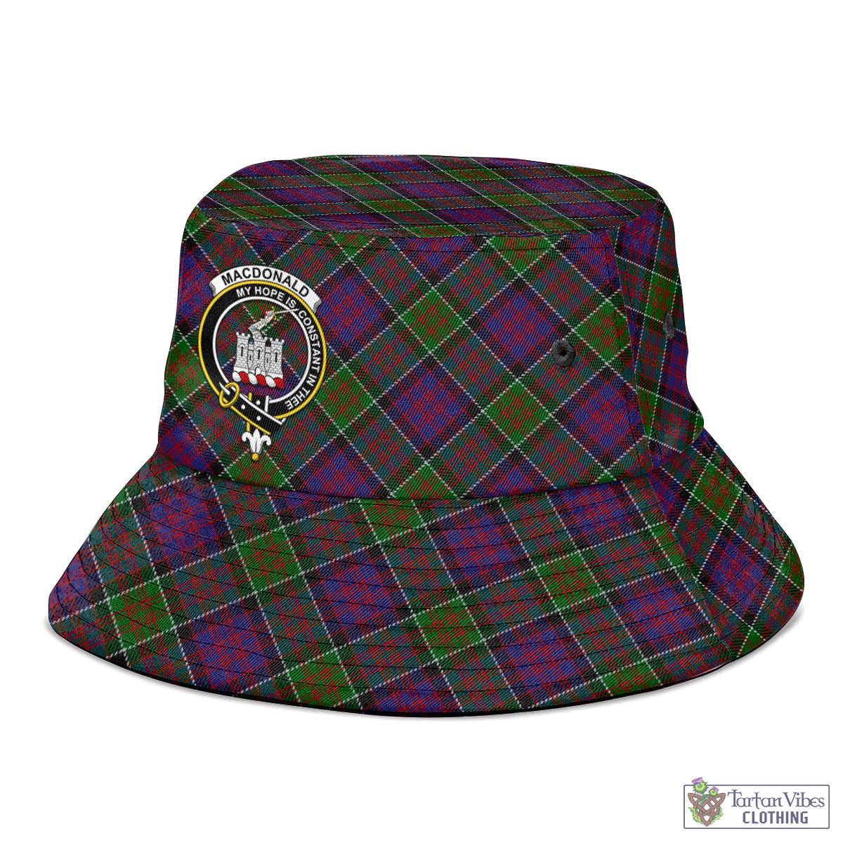 Tartan Vibes Clothing MacDonald of Clan Ranald Modern Tartan Bucket Hat with Family Crest