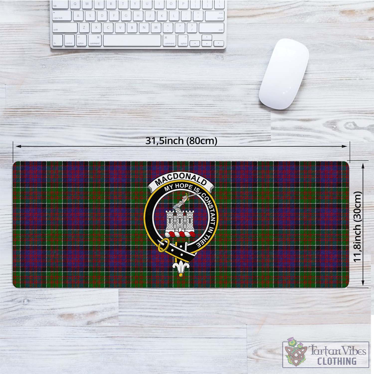 Tartan Vibes Clothing MacDonald of Clan Ranald Modern Tartan Mouse Pad with Family Crest