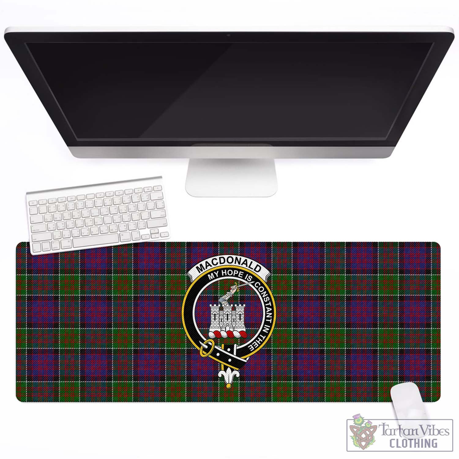 Tartan Vibes Clothing MacDonald of Clan Ranald Modern Tartan Mouse Pad with Family Crest