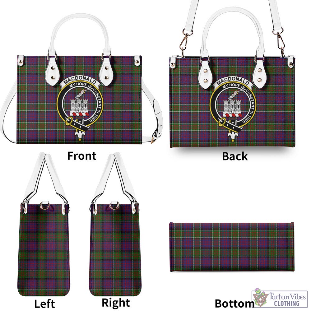 Tartan Vibes Clothing MacDonald of Clan Ranald Modern Tartan Luxury Leather Handbags with Family Crest