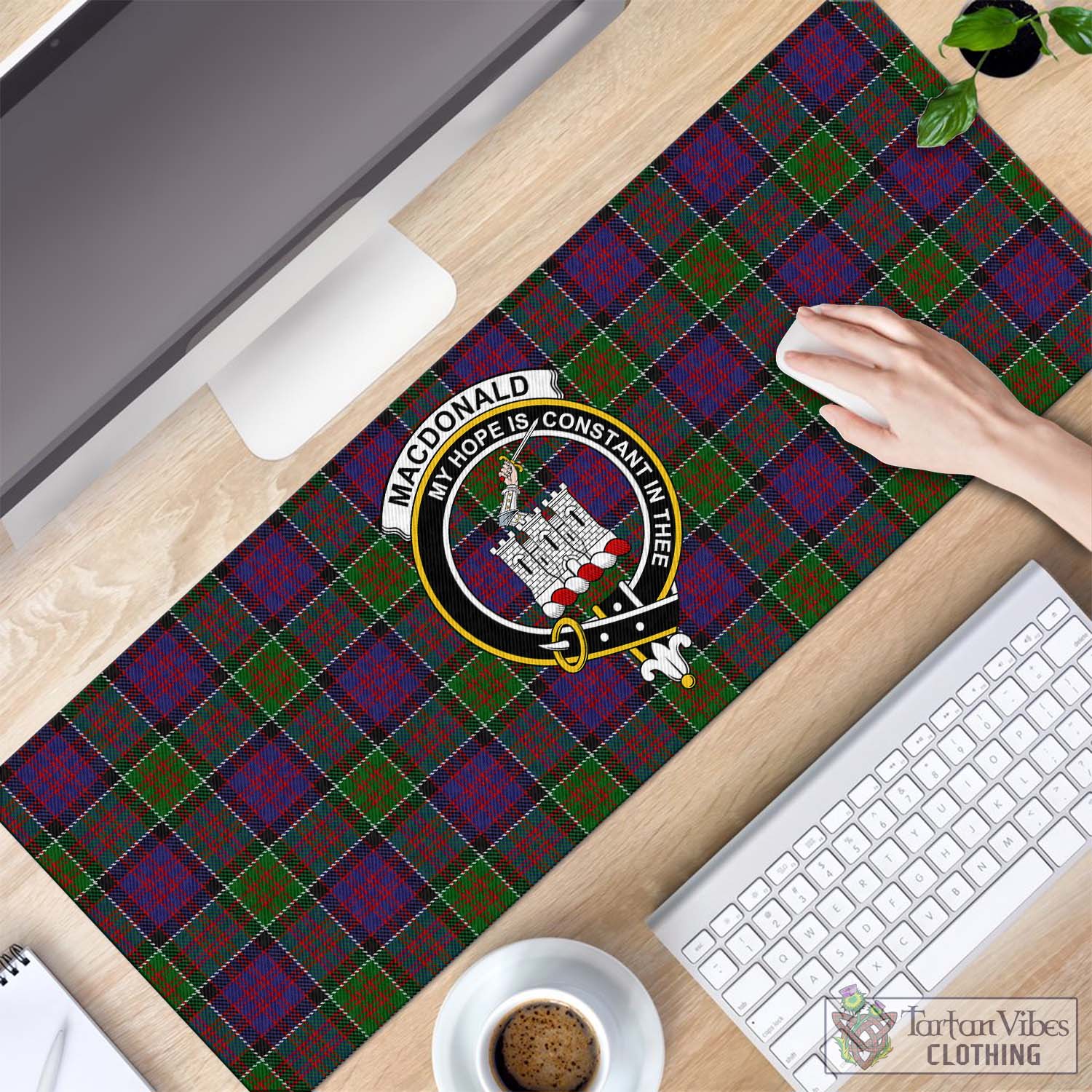 Tartan Vibes Clothing MacDonald of Clan Ranald Modern Tartan Mouse Pad with Family Crest