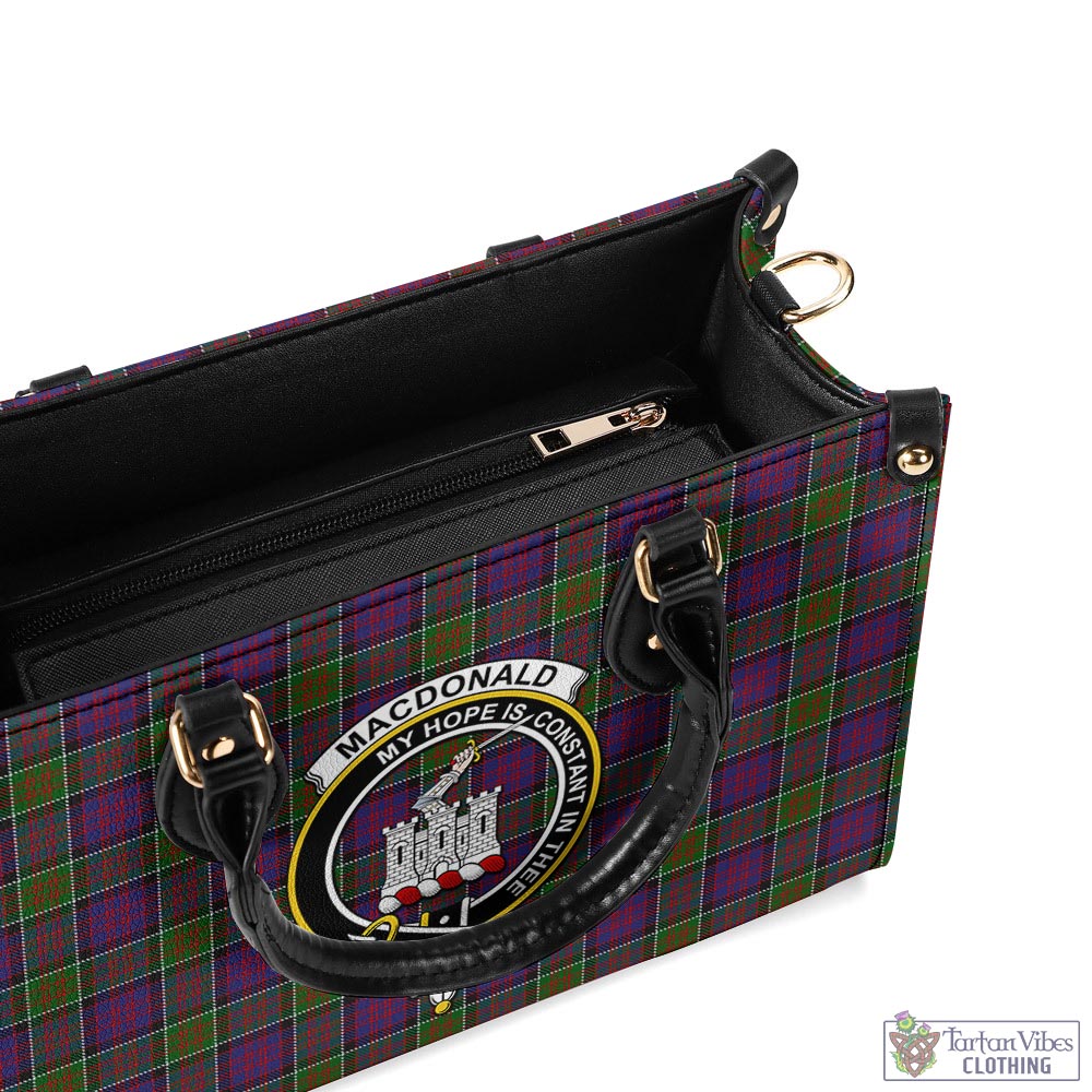 Tartan Vibes Clothing MacDonald of Clan Ranald Modern Tartan Luxury Leather Handbags with Family Crest