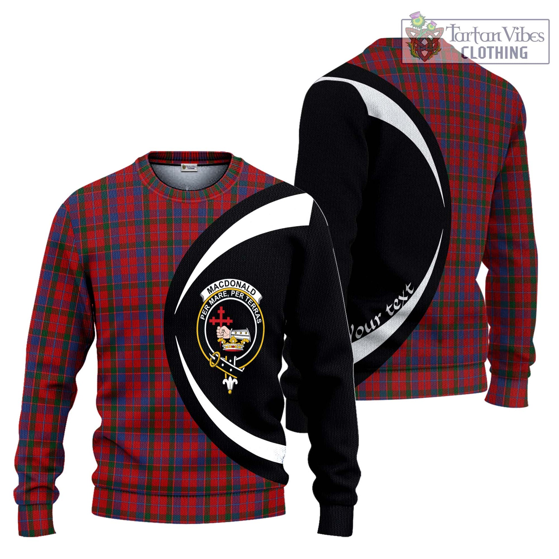 MacDonald of Glenaladale Tartan Knitted Sweater with Family Crest Circle Style Unisex - Tartan Vibes Clothing