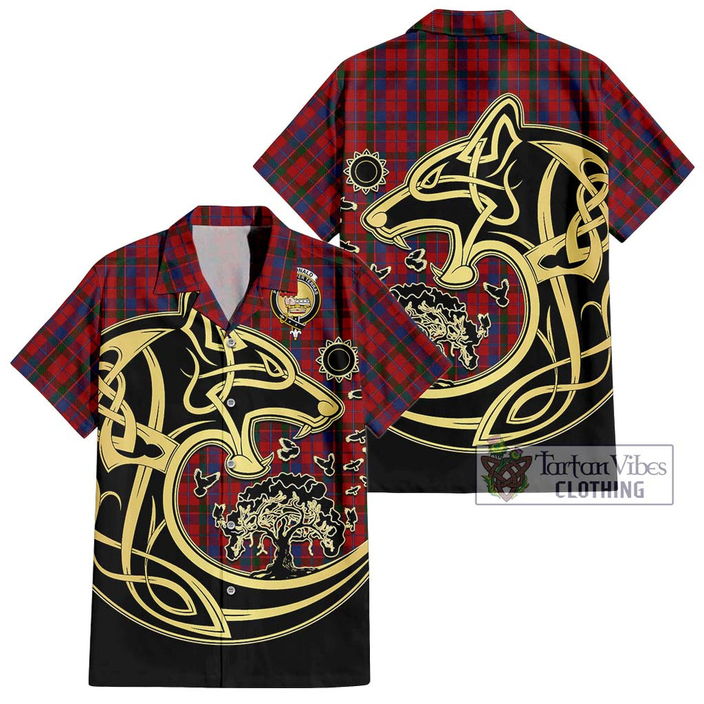 MacDonald of Glenaladale Tartan Short Sleeve Button Shirt with Family Crest Celtic Wolf Style Kid - Tartan Vibes Clothing