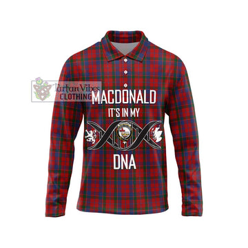 MacDonald of Glenaladale Tartan Long Sleeve Polo Shirt with Family Crest DNA In Me Style