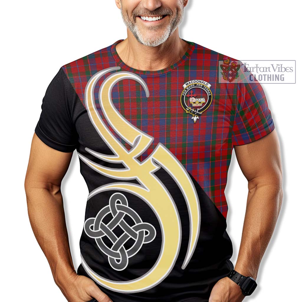 Tartan Vibes Clothing MacDonald of Glenaladale Tartan T-Shirt with Family Crest and Celtic Symbol Style