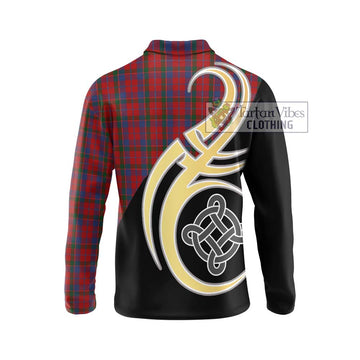 MacDonald of Glenaladale Tartan Long Sleeve Polo Shirt with Family Crest and Celtic Symbol Style