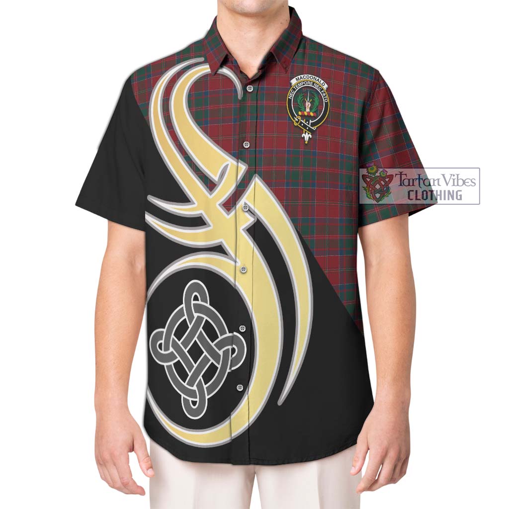 MacDonald (McDonald) of Glencoe Tartan Short Sleeve Button Shirt with Family Crest and Celtic Symbol Style Kid - Tartan Vibes Clothing